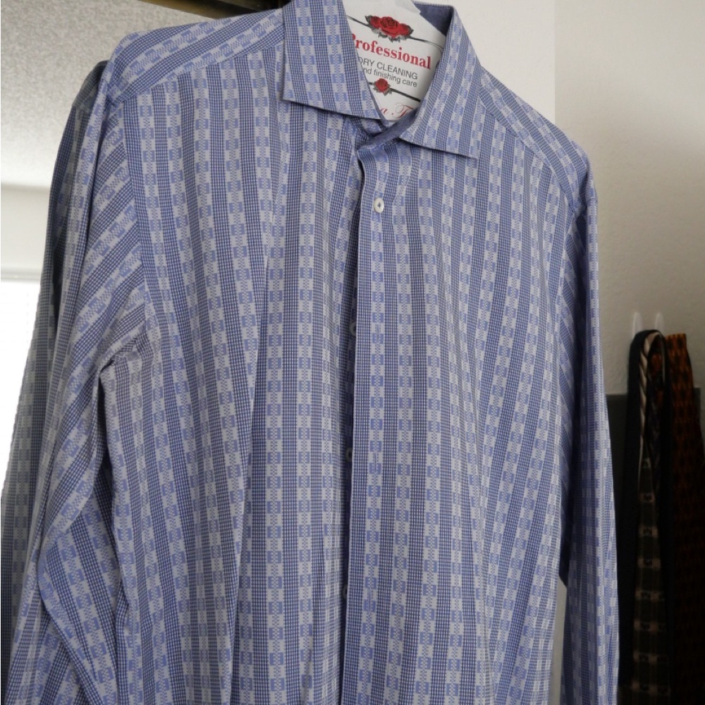 Bugatchi Blue Patterned Men's Shirt